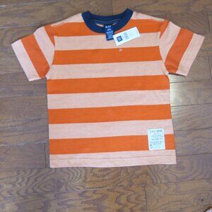 GapKids Boys Orange/Light Orange/Navy Striped Shortsleeve T-Shirt Size S 5/6 NWT